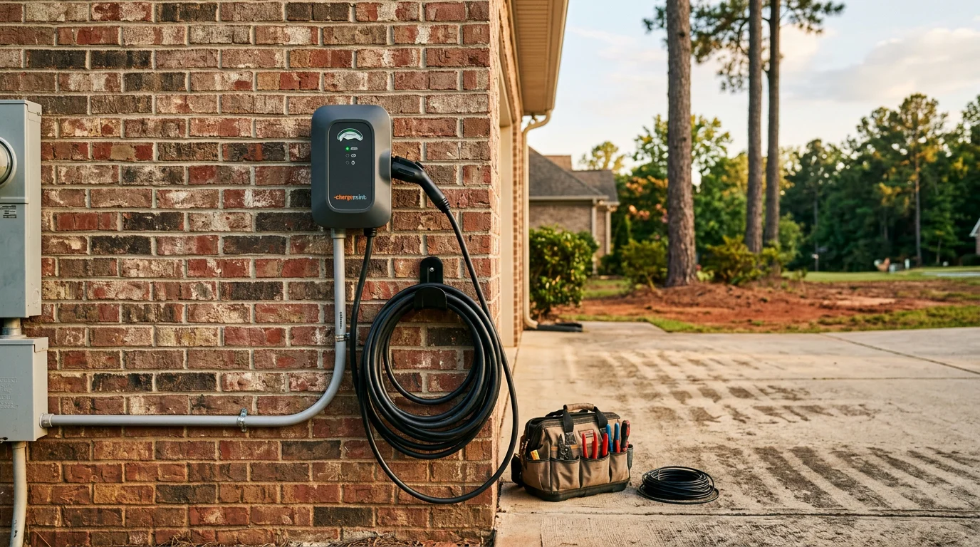 EV charging station installed at residential home in Blount County, Alabama